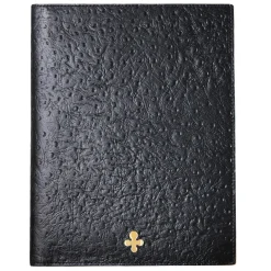 Notes skórzany w kolorze czarnym we wzór skóry strusia^Lilou Clearance