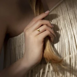 Pierścionek Amour z żółtym kryształem posrebrzany^Lilou Fashion