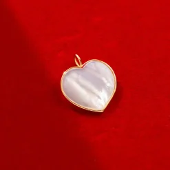 Serce z masy perłowej 1,5 cm w ramce ze złota próby 585^Lilou Outlet