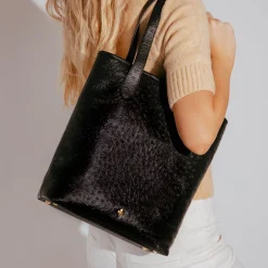 Shopper Mini czarny we wzór skóry strusia^Lilou Best