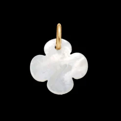Zawieszka okrągła koniczynka z masy perłowej pozłacana 1,5 cm^Lilou Fashion